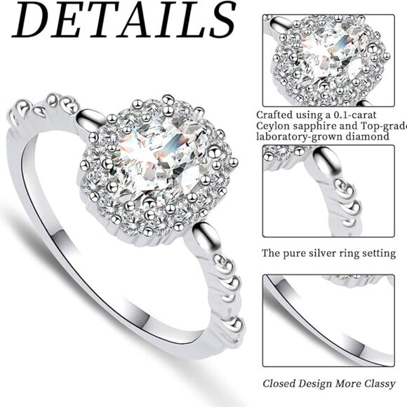 18k Gold Plated 925 Sterling Silver 1 ct Oval Halo Ring - Picture 2 of 4